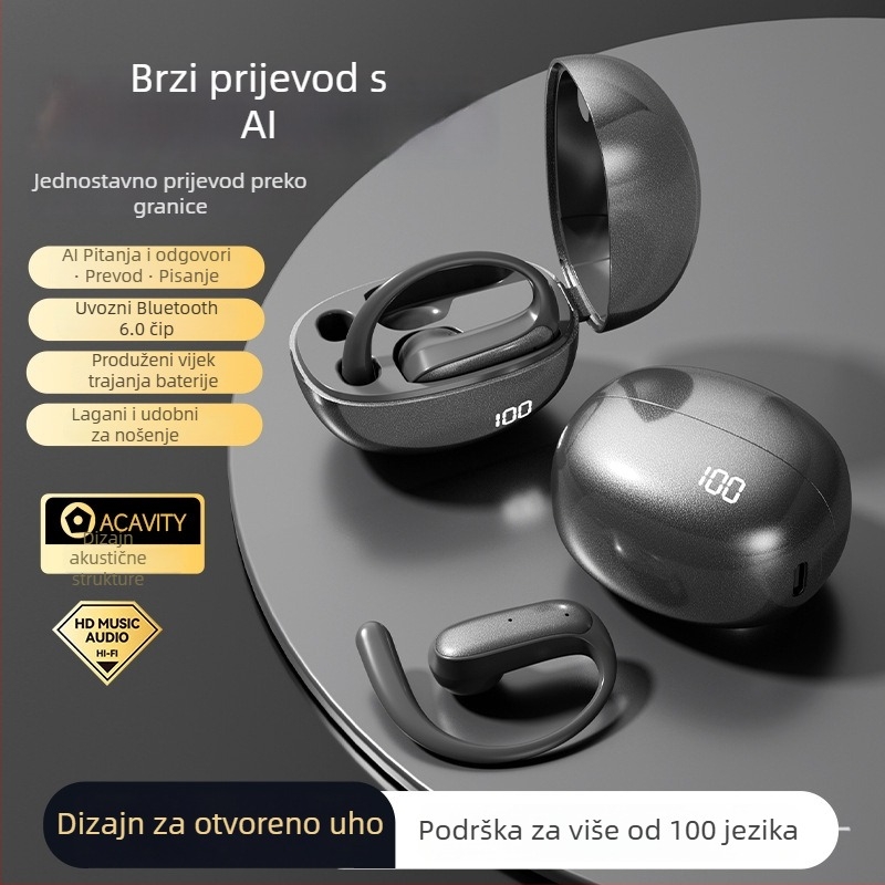 Bežični Bluetooth slušalica za inteligentni prijevod s dizajnom za uho i redukcijom buke (Bluetooth 5.0; domet 10 m; trajanje baterije 4-8 sati)