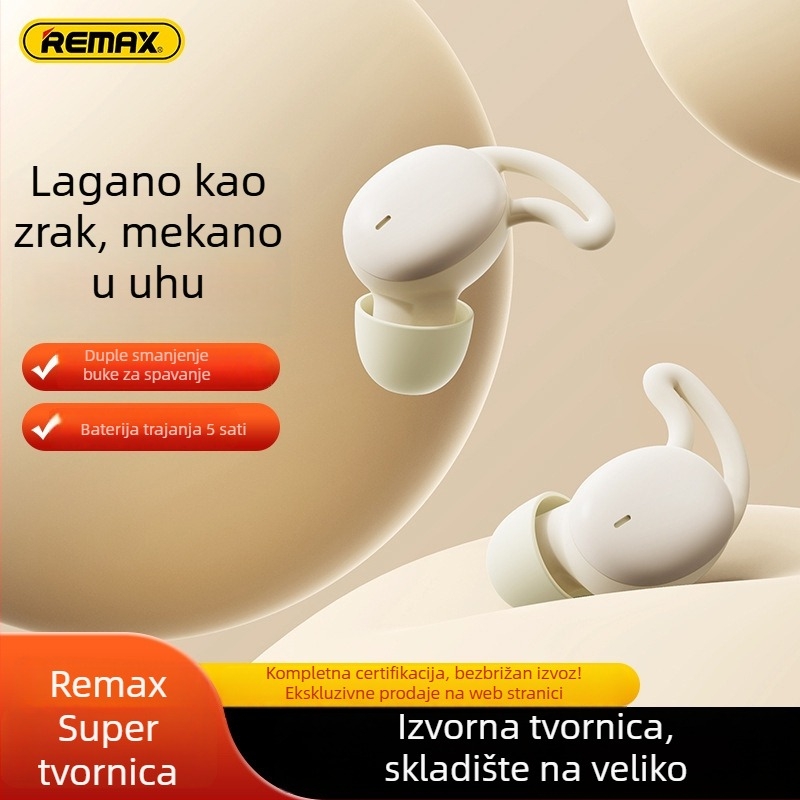 Remax Dreamer Sleep pravi bežični slušalice Bluetooth 5.3, domet 10 m, IPX3 vodootpornost, trajanje baterije 0–4 h