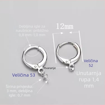 S925 geometrijske naušnice s držačem za bisere, polirani završetak, unisex casual stil