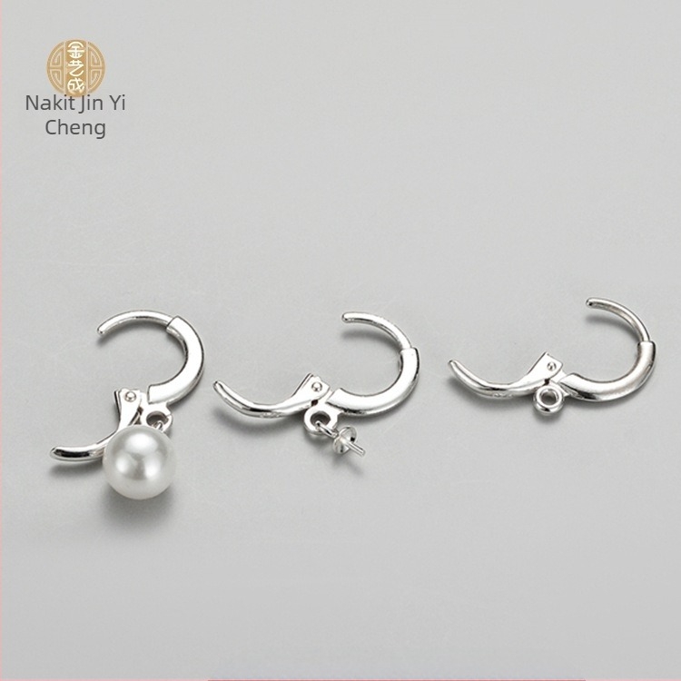 S925 geometrijske naušnice s držačem za bisere, polirani završetak, unisex casual stil