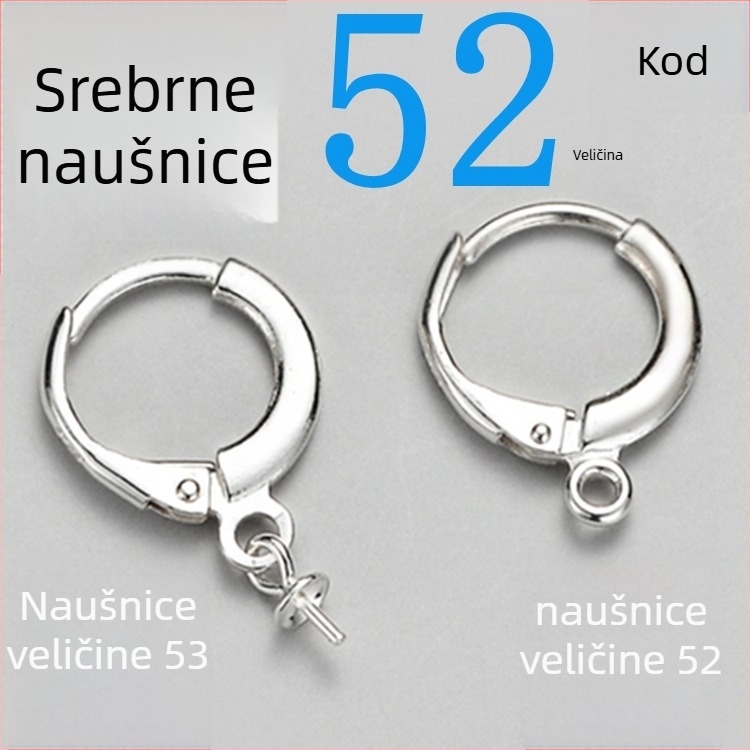 S925 geometrijske naušnice s držačem za bisere, polirani završetak, unisex casual stil