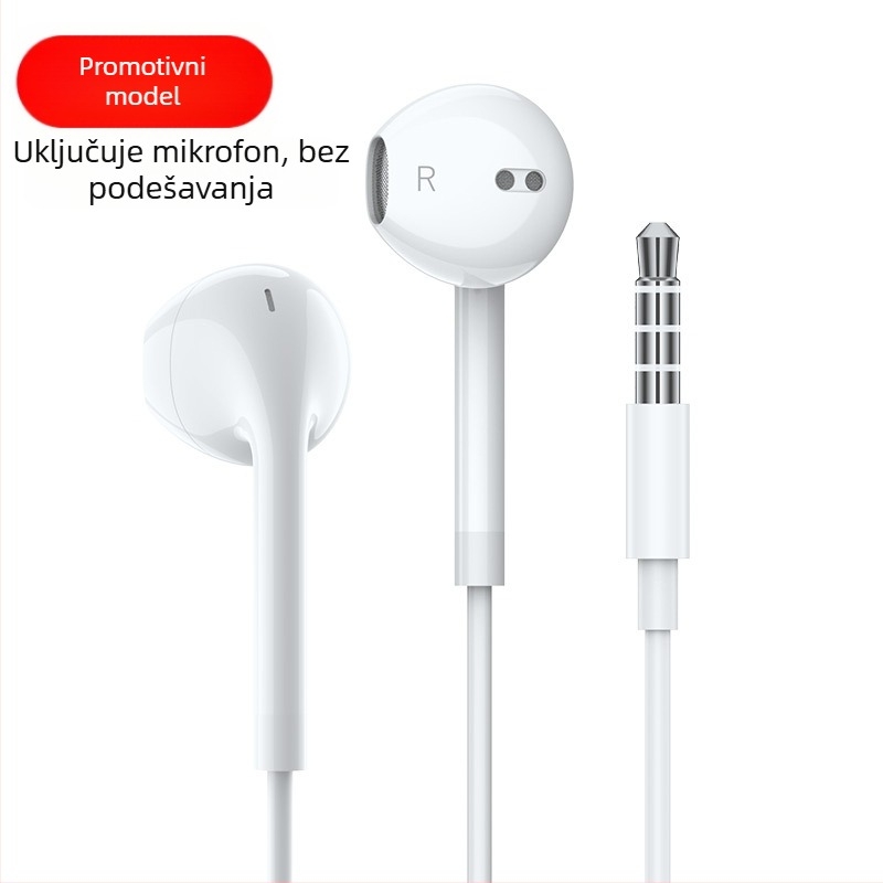 Žičane in-ear slušalice s ugrađenim mikrofonom, 3,5 mm ravni utikač, kompatibilno s Huawei/Oppo/Xiaomi/Vivo
