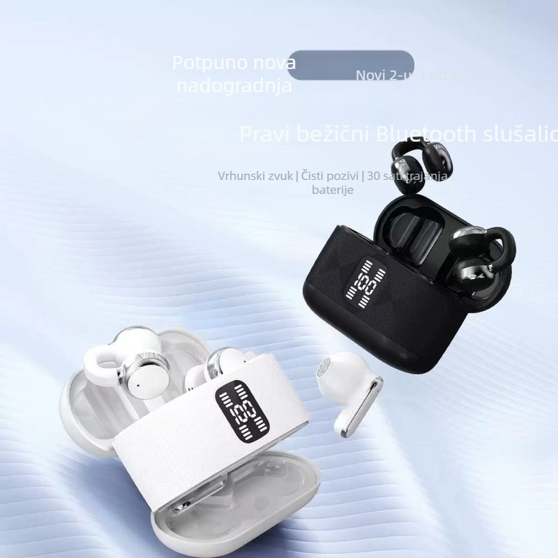 Bežične sportske klipsne slušalice – Bluetooth 5.4, domet 15 m, IPX4, trajanje baterije 4–8 sati, stereo zvuk s niskom latencijom