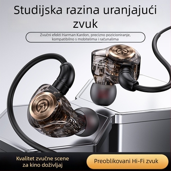 KG17 žične ušne slušalice Type-C/3,5 mm dvostruki priključak, L oblik konektora, 10 mm zvučnica, raspon frekvencija 20–20000 Hz, kabel 1,5 m