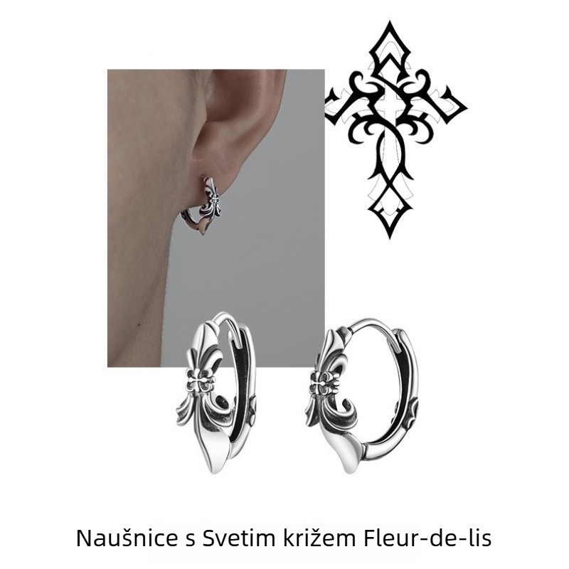 Naušnice s križem – vintage oštećen izgled, srebrno premaz, hipoalergene, unisex minimalistički dizajn