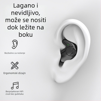 Bežične Bluetooth slušalice za spavanje, mini, ne se ugrađuju u uho, stereo zvuk, Bluetooth 5.0, domet 10 m, IPX4, trajanje preko 8 sati.