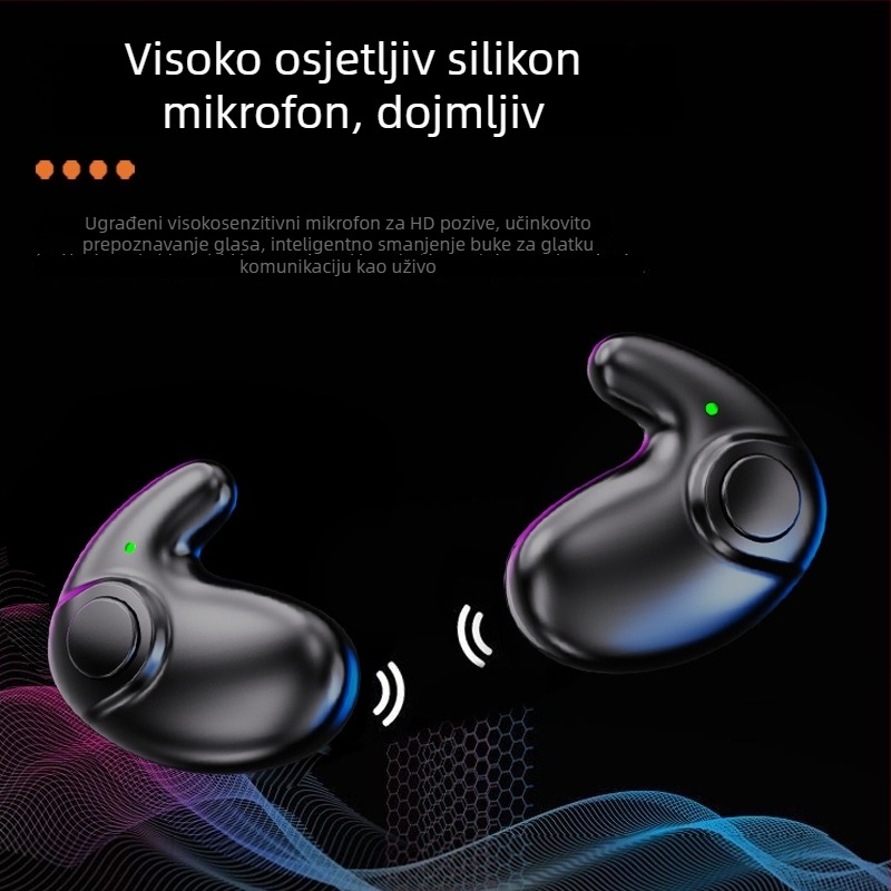Bežične Bluetooth slušalice za spavanje, mini, ne se ugrađuju u uho, stereo zvuk, Bluetooth 5.0, domet 10 m, IPX4, trajanje preko 8 sati.