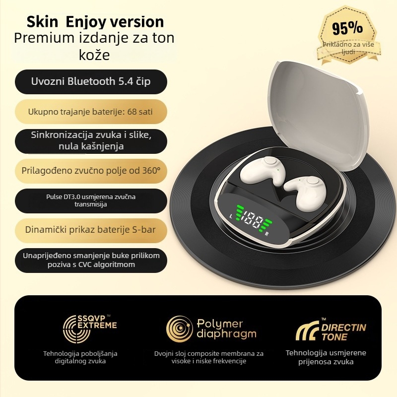 Bežične Bluetooth slušalice za spavanje, mini, ne se ugrađuju u uho, stereo zvuk, Bluetooth 5.0, domet 10 m, IPX4, trajanje preko 8 sati.