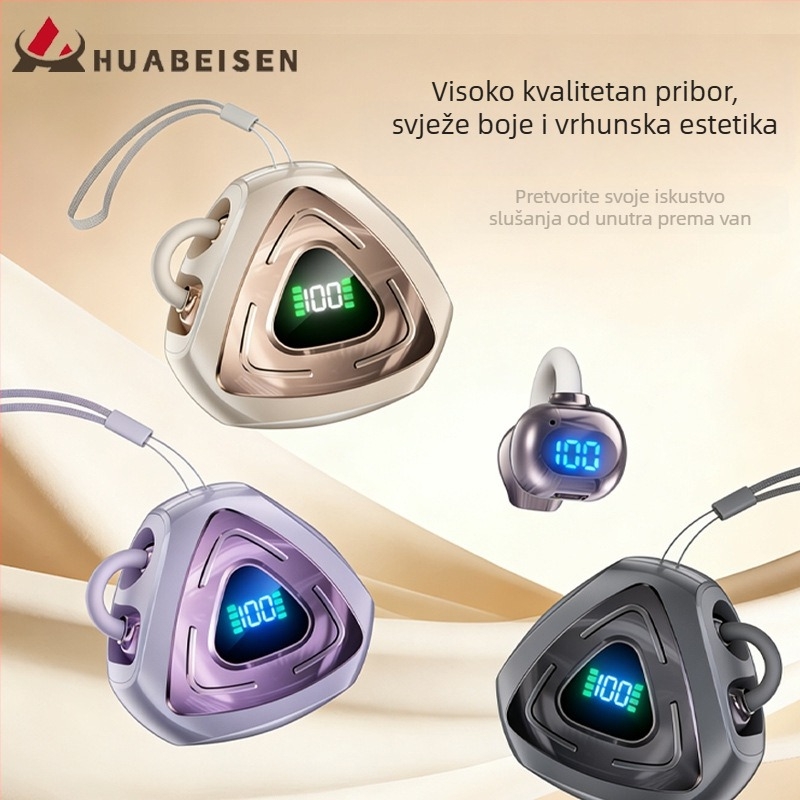 Bežične Bluetooth slušalice clip-on za igranje i sport, niska latencija, Bluetooth 5.4, clip-on dizajn, trajanje baterije 4–8 h