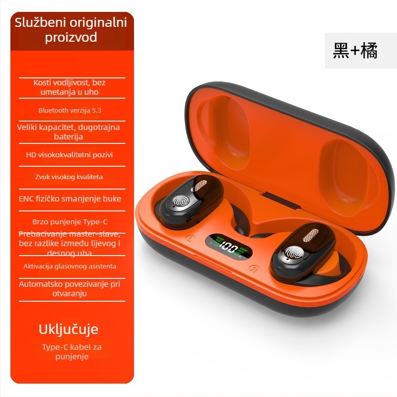 Bežične slušalice s kuka za uho, stereo zvuk, IPX3 vodootporne, trajanje baterije 4–8 sati, Bluetooth 5.49