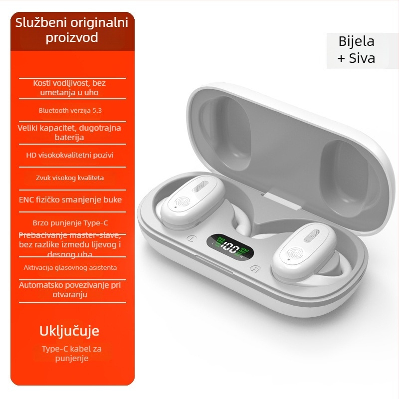 Bežične slušalice s kuka za uho, stereo zvuk, IPX3 vodootporne, trajanje baterije 4–8 sati, Bluetooth 5.49