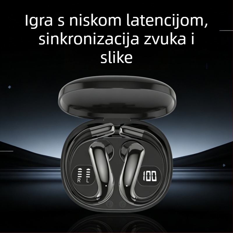 Bluetooth slušalice s kukaom za uho za sport (otvoren dizajn, Bluetooth 6.0 s niskom latencijom, IPX5 vodootporne, trajanje baterije 4-8 sati, stereo zvuk u oba kanala)