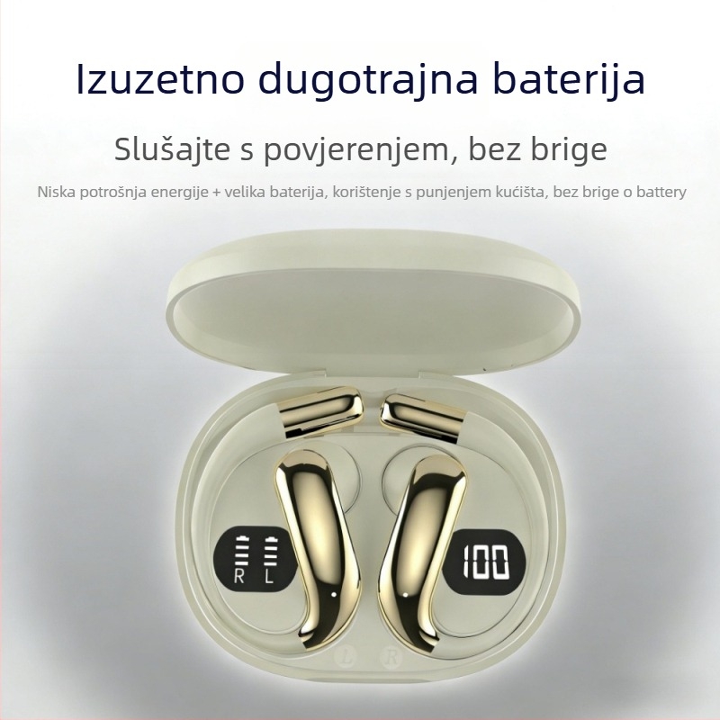 Bluetooth slušalice s kukaom za uho za sport (otvoren dizajn, Bluetooth 6.0 s niskom latencijom, IPX5 vodootporne, trajanje baterije 4-8 sati, stereo zvuk u oba kanala)