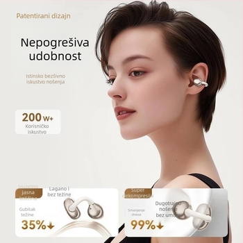 JS680 Slušalice s klipsom za uho, bežične Bluetooth slušalice, dvostruki stereo zvuk, Bluetooth 6.0, 4–8 h trajanje baterije, vodootporne, Zhongke Lanxun čip