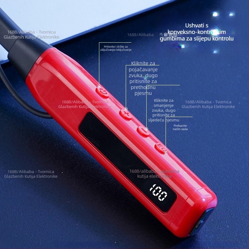 Bluetooth slušalice za vrat s redukcijom šuma, digitalni zaslon, Bluetooth 5.0, trajanje baterije preko 8 sati, sportski stil