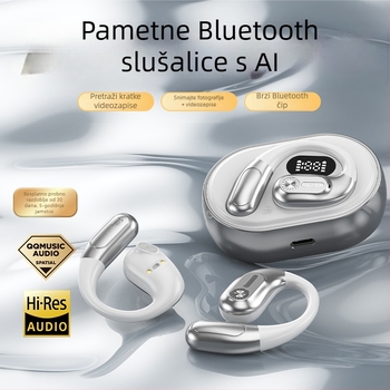 Sportske Bluetooth slušalice s ušnim držačem, AI prijevod, (5.4 BT, domet 10 m, trajanje baterije 4–8 h, vodootporno, reprodukcija videa)