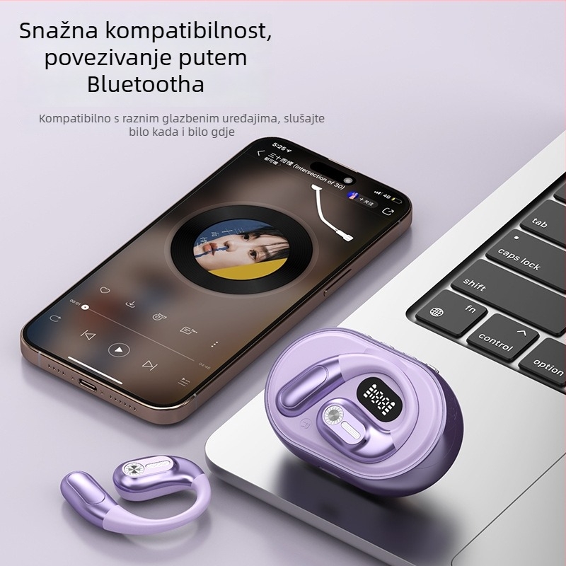 Sportske Bluetooth slušalice s ušnim držačem, AI prijevod, (5.4 BT, domet 10 m, trajanje baterije 4–8 h, vodootporno, reprodukcija videa)