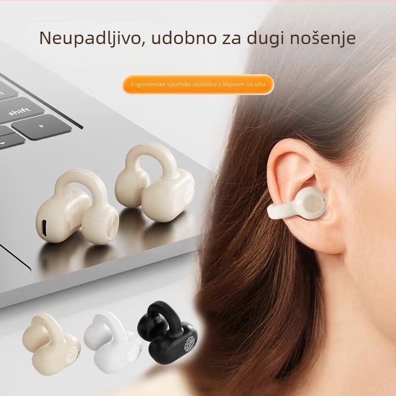 Novo bežično Bluetooth slušalica za jedno uho, s klipom za uho i tehnologijom zraka, udoban nosenje, duga trajanja baterije