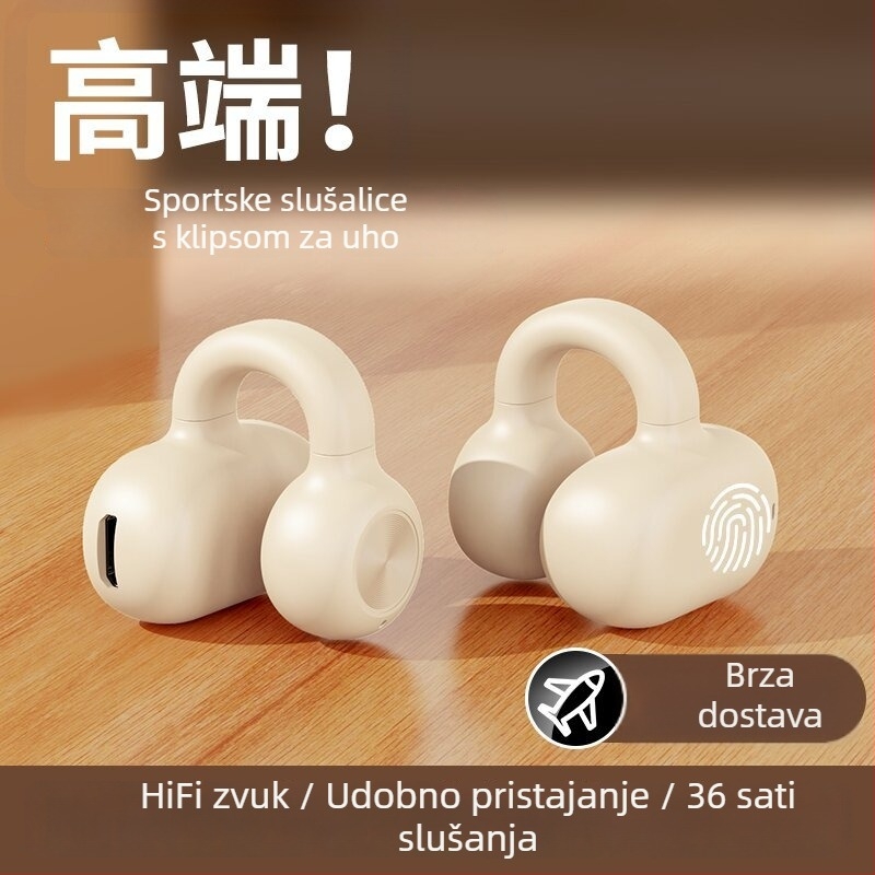 Novo bežično Bluetooth slušalica za jedno uho, s klipom za uho i tehnologijom zraka, udoban nosenje, duga trajanja baterije