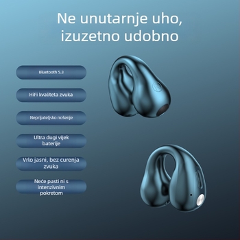 Klip-on bežične Bluetooth slušalice, Bluetooth 5.3, domet 10 m, trajanje baterije 4–8 h, stereo