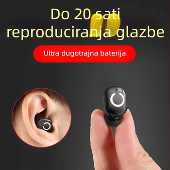 Bežične Bluetooth slušalice — mini in-ear, Bluetooth 5.4, domet 10 m, trajanje baterije više od 8 sati, IPX6 vodootporne, prilagođena forma