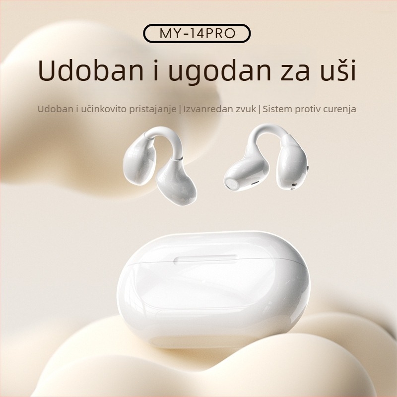 Slušalice s klipom za uho, kostno-kondukcijske Bluetooth slušalice – bežične sportske, Bluetooth 6.0, trajanje baterije 4–8 sati, domet 15 m