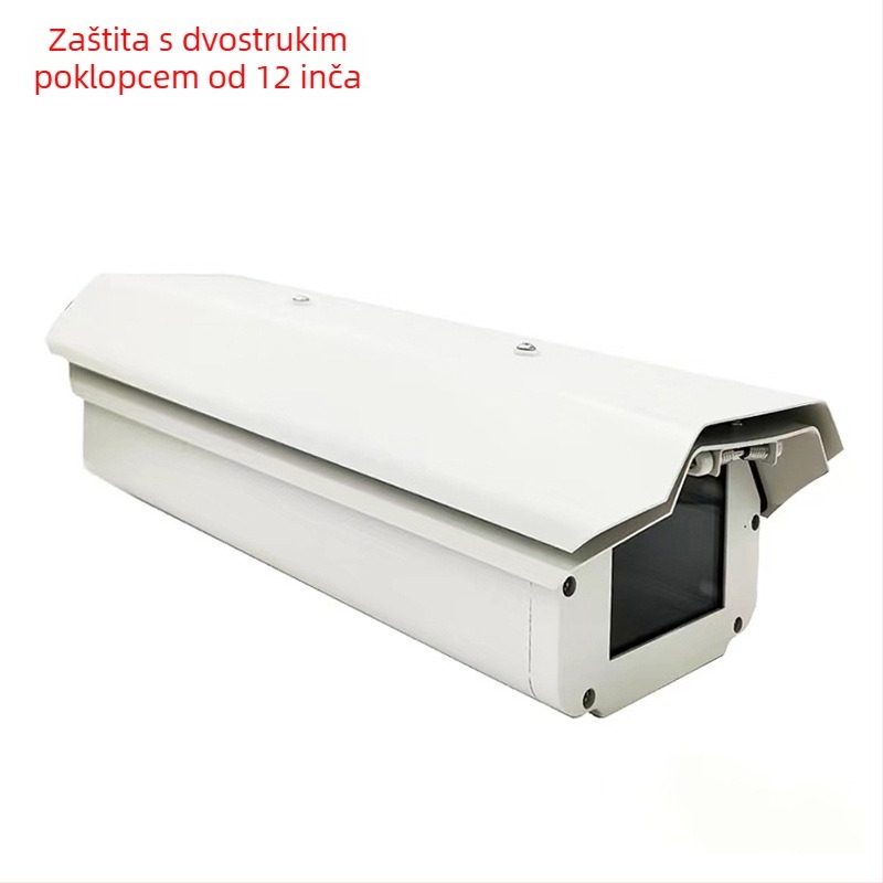 Vanjska zaštitna kućišta za nadzornu kameru od aluminijske legure, kvadratni kućište, dodaci: štit i kuglasto pokrovlje