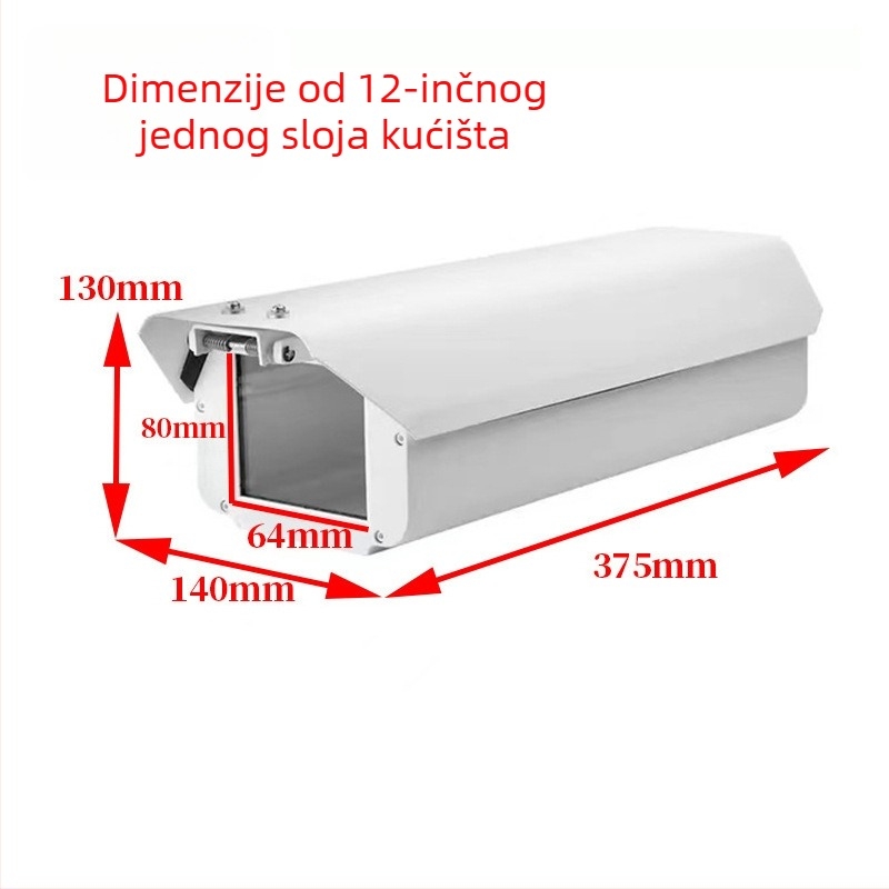 Vanjska zaštitna kućišta za nadzornu kameru od aluminijske legure, kvadratni kućište, dodaci: štit i kuglasto pokrovlje