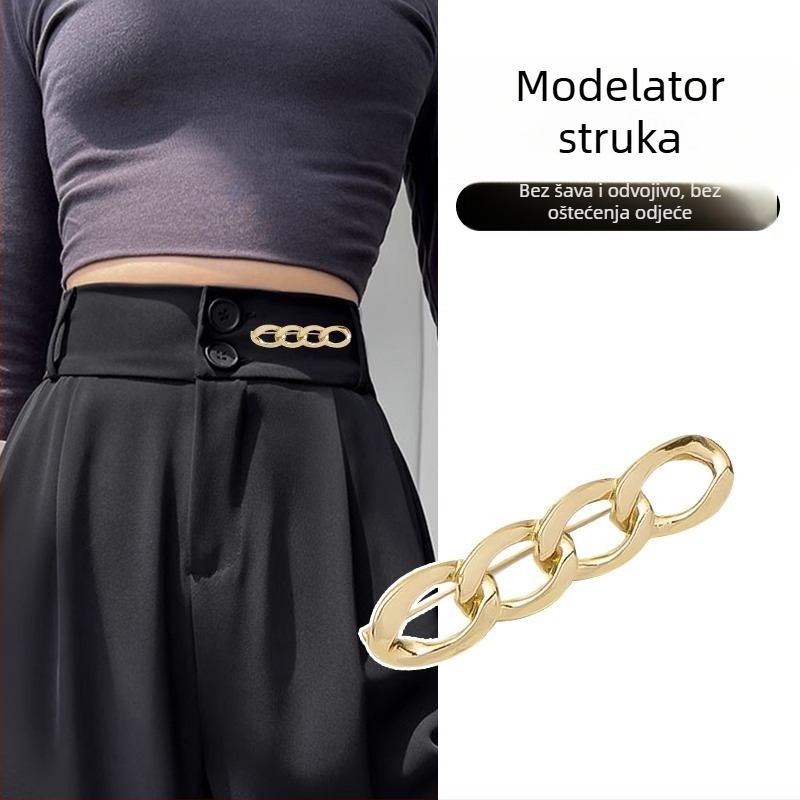 Yiduo geometrijska broš za struk – Korejski stil, podesivi pin, elektroplatina