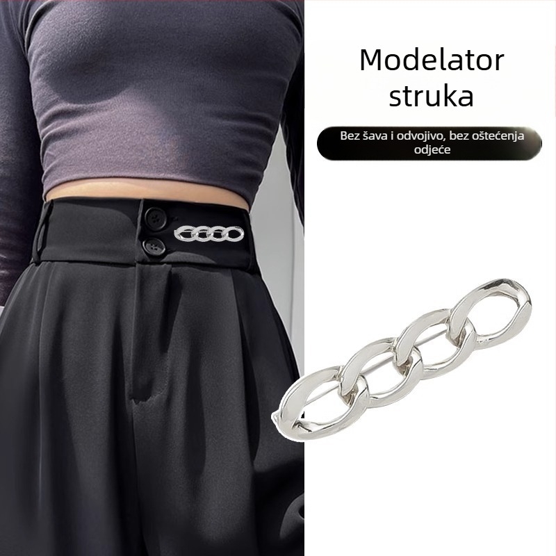Yiduo geometrijska broš za struk – Korejski stil, podesivi pin, elektroplatina