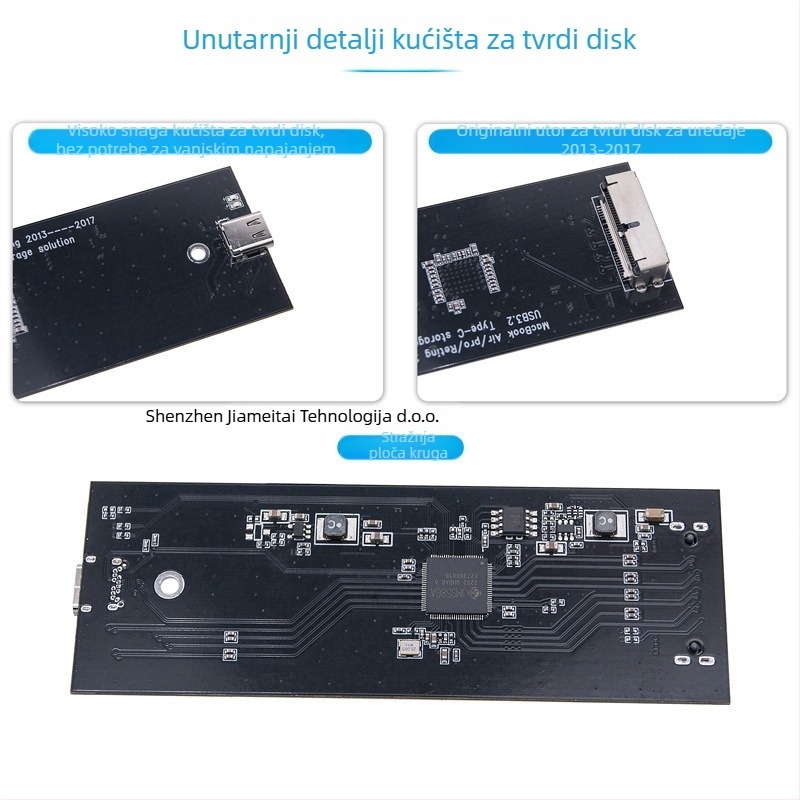 SSD kućište za MacBook Pro/Air 2013–2016, USB 3.2 Type-C, aluminijsko kućište, podržava do 4TB, model MCA7116