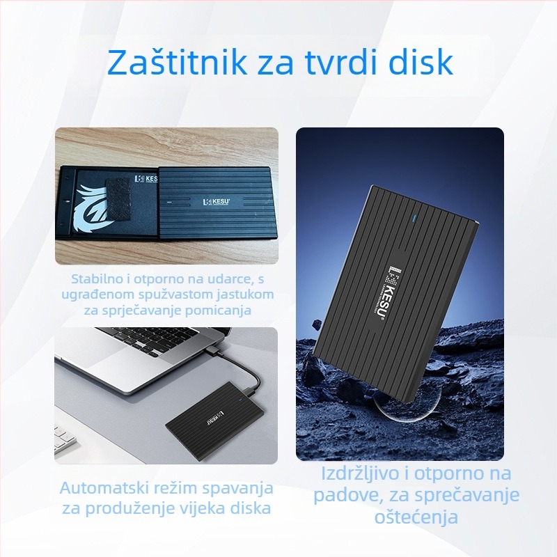 Vanjska kutija za SATA tvrdi disk s USB-C, ABS kućište, RGB LED indikator, model K3-B