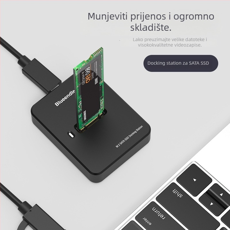 Dualni SATA/NVMe protokol — visokoučitan i dock za M.2 SSD, aluminijska legura, 2TB, 10Gbps