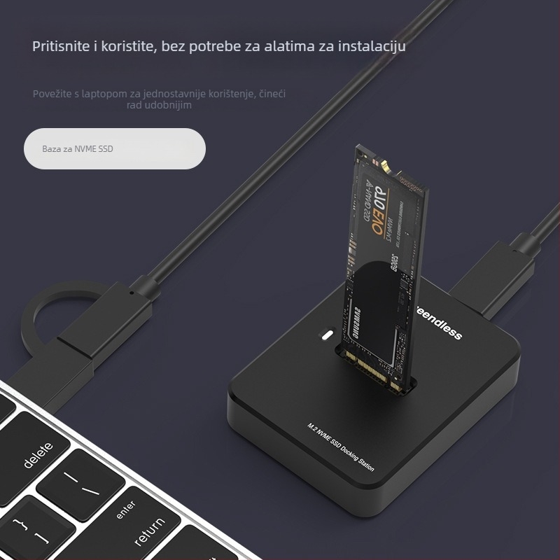 Dualni SATA/NVMe protokol — visokoučitan i dock za M.2 SSD, aluminijska legura, 2TB, 10Gbps