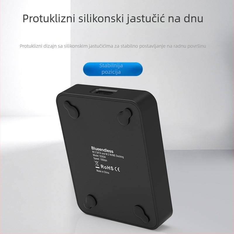 Dualni SATA/NVMe protokol — visokoučitan i dock za M.2 SSD, aluminijska legura, 2TB, 10Gbps
