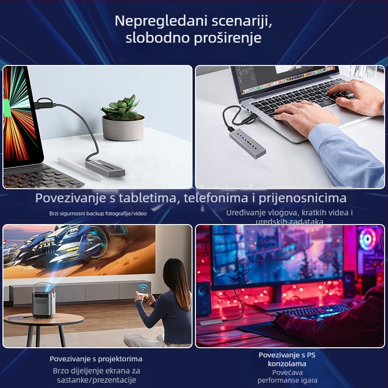 Kućište za M.2 SSD od aluminijske legure, USB 3.1, dvostruki protokol, podrška do 2 TB