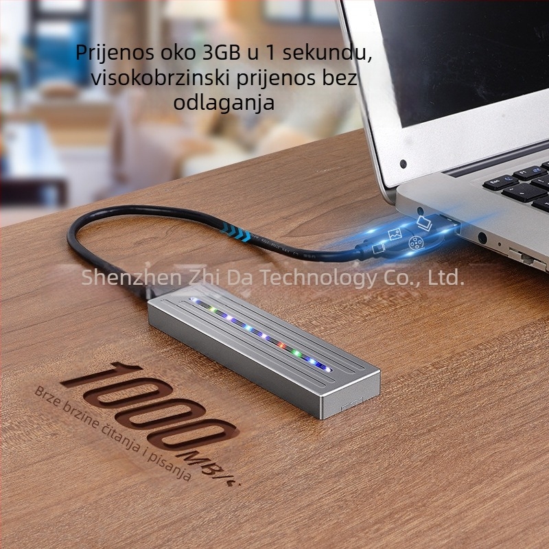 Kućište za M.2 SSD od aluminijske legure, USB 3.1, dvostruki protokol, podrška do 2 TB