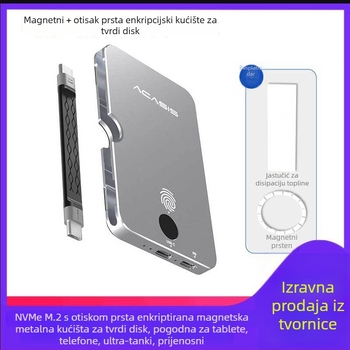 M.2 enkriptirano kućište za tvrdi disk s otiskom prsta USB (aluminijsko, do 8TB)