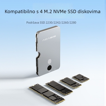 M.2 enkriptirano kućište za tvrdi disk s otiskom prsta USB (aluminijsko, do 8TB)