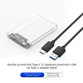 Vanjsko kućište za SSD/HDD od 2,5 inča USB 3.1 – dizajn bez alata s push-pull mehanizmom, podržava do 6 TB, model YC-C9