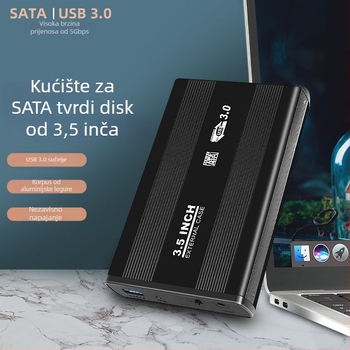 Vanjska kutija za tvrdi disk, aluminijska legura kućište, USB 3.0 sučelje, kompatibilno s HDD-om za stolna i prijenosna računala