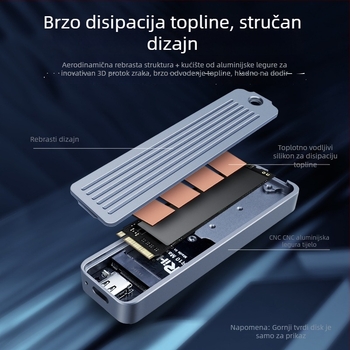 Rihao R10 M.2 NVMe SSD kućište, aluminijska legura, podržava 4TB, 10Gbps prijenos