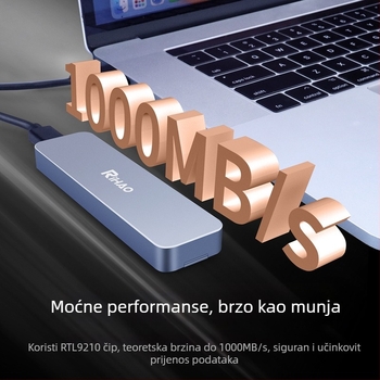 Rihao R10 M.2 NVMe SSD kućište, aluminijska legura, podržava 4TB, 10Gbps prijenos