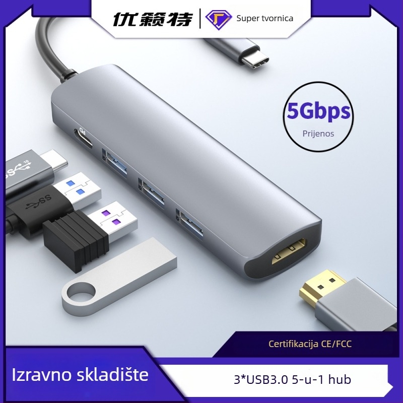 5-in-1 USB-C hub s 4K HDMI, PD100W punjenjem i 5 Gbps prijenosom podataka