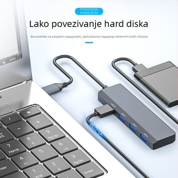 Liypop USB-C 4-portni USB 3.0 hub za prijenosna računala, 5 Gbps, bez vanjskog napajanja