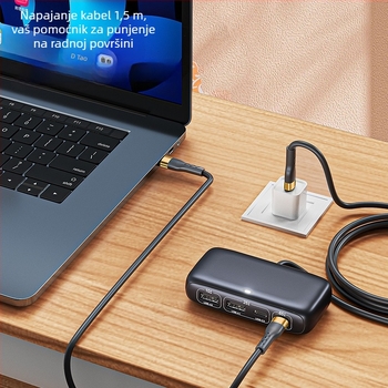 Xinlewei 9802- 100W Type-C četveroporni USB 2.0 hub, 1,5 m kabel, bez vanjskog napajanja