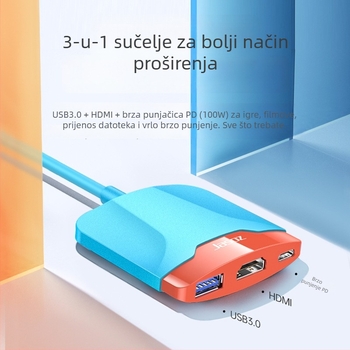 Type-C 3-portni prošireni dock za Nintendo Switch (modeli T-H106/T-H114) s vanjskim napajanjem, prijenos 5.0GB