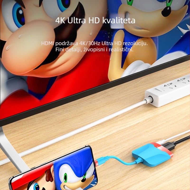 Type-C 3-portni prošireni dock za Nintendo Switch (modeli T-H106/T-H114) s vanjskim napajanjem, prijenos 5.0GB