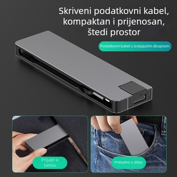 Type-C 7-u-1 docking stanica za računalo, USB-C sučelje, 5 Gbps prijenos, Gigabit Ethernet, PD100 brzo punjenje, CNC aluminijsko kućište