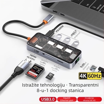 Type-C multifunkcionalni dok za proširenje s USB proširenjem, HDMI izlazom i Gigabitnim Ethernetom za prijenosna računala
